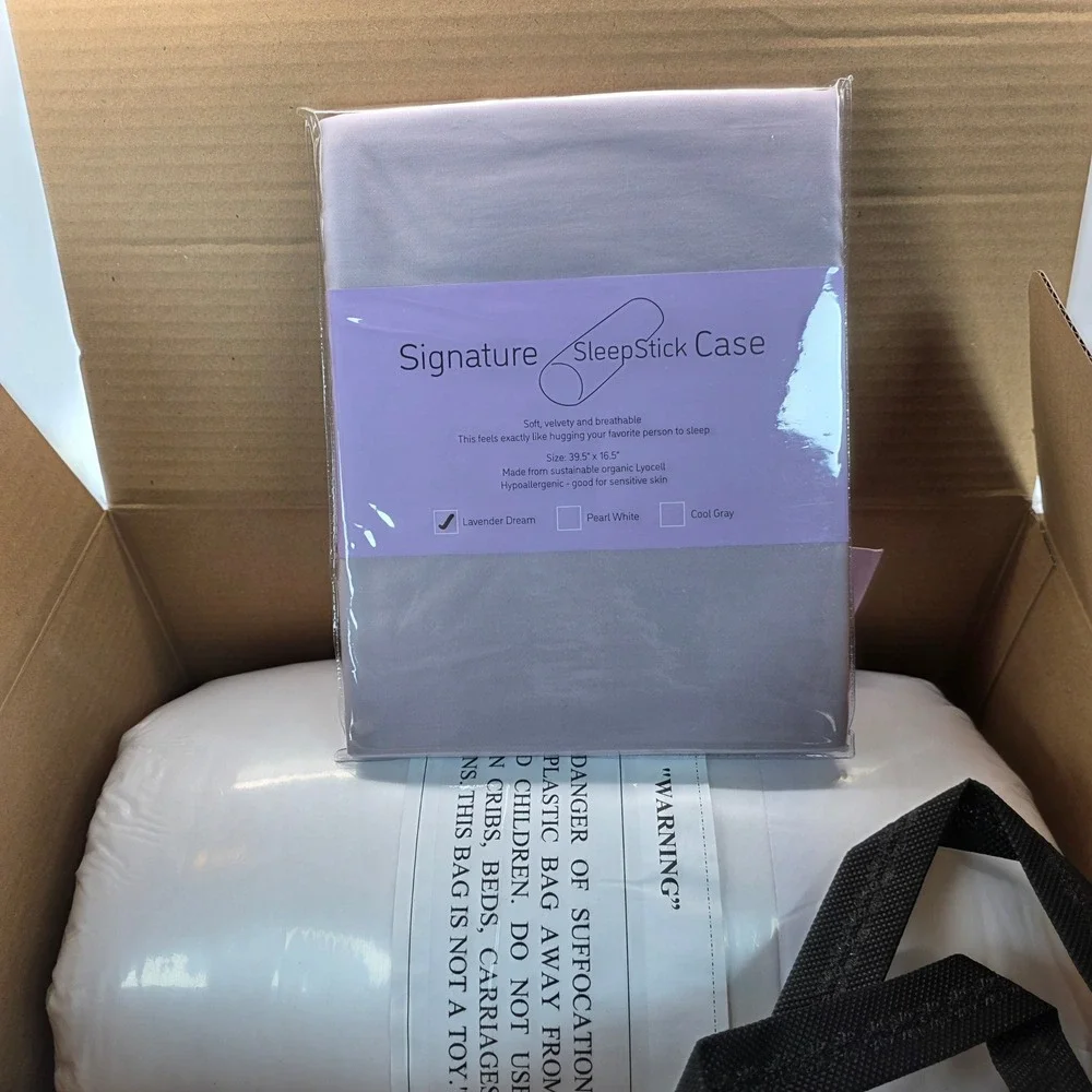 SleepStick‎ Fiber Core Body Pillow Lavender Dream Lyocell Case 39.5x16.5 New